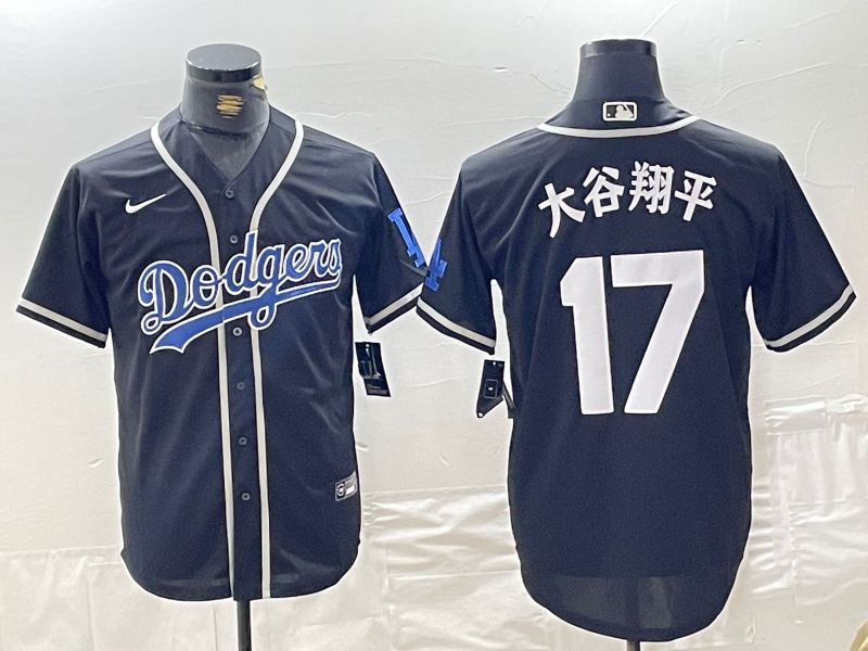 Men Los Angeles Dodgers #17 Ohtani Black Fashion Nike Game MLB Jersey style 40